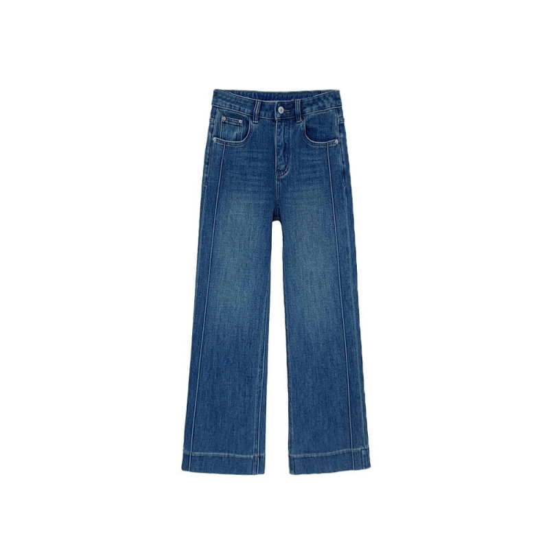 Női denim farmer – karcsú egyenes szabás, magas derék, elasztikus, cropped hossz