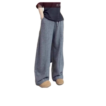 Pantaloni largi cu paiete, căptușeală fleece, țesătură poliester elastan, talie înaltă, iarnă 2025 casual