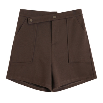 Pantaloni pentru femei, toamnă-iarnă, lână neregulată, croială A-line, largi, talie înaltă, țesătură groasă, stil urban casual