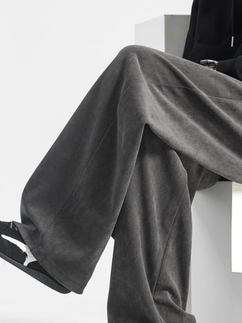 Muške corduroy hlače za proljeće i jesen, teški materijal, labavi kroj, široke nogavice, ravni kroj, casual hlače