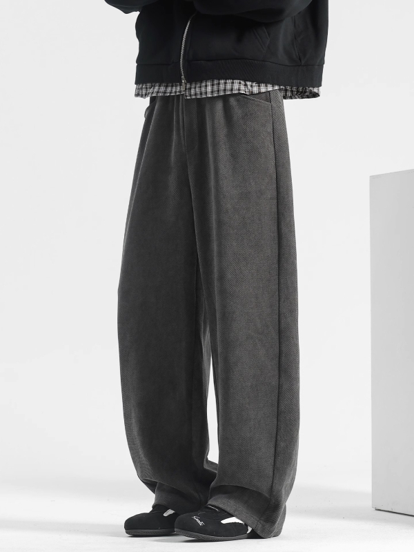 Muške corduroy hlače za proljeće i jesen, teški materijal, labavi kroj, široke nogavice, ravni kroj, casual hlače