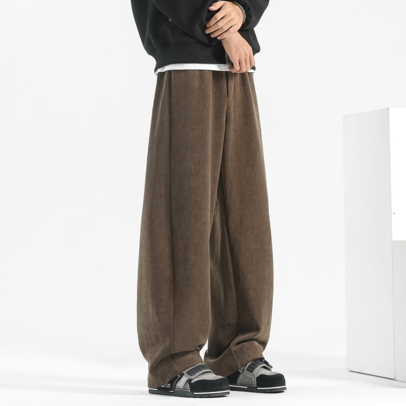 Muške corduroy hlače za proljeće i jesen, teški materijal, labavi kroj, široke nogavice, ravni kroj, casual hlače