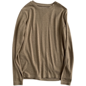 Tricou din bumbac cu guler rotund, mâneci lungi, stil casual, inspirație japoneză-coreeană, 71–85% bumbac