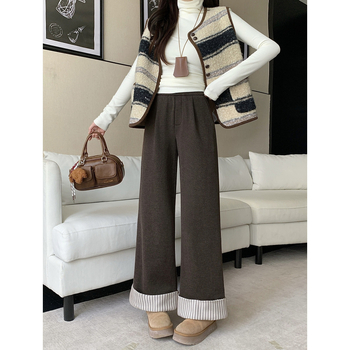Ženske široke hlače, elegantan gradski stil, zima 2025, poliester 80-90%