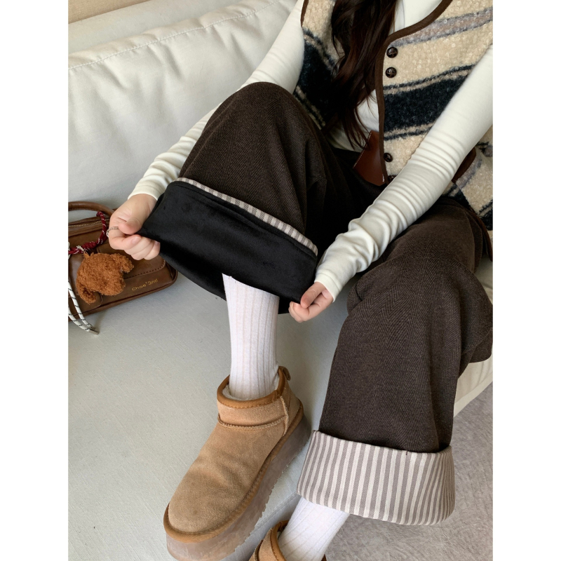 Ženske široke hlače, elegantan gradski stil, zima 2025, poliester 80-90%