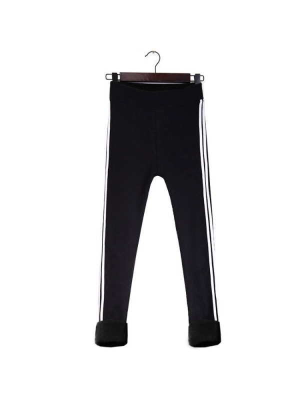 Ženske pantalone tipa olovka s flis podsuknjom za jesen-zimu, visokim strukom, elastične, mješavina viskoze i najlona