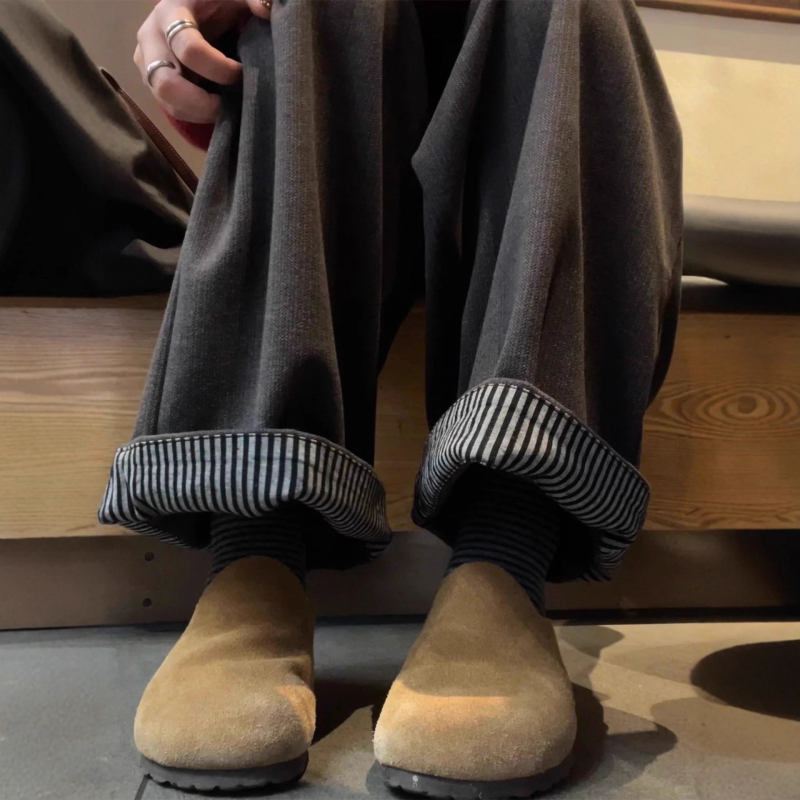 Ženske široke hlače s flis podstavom, poliester, visokim strukom, casual stil, ravni kroj, zima 2025