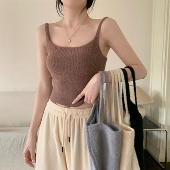 Pleten camisole s flis podstavom, uski kroj, viskoza