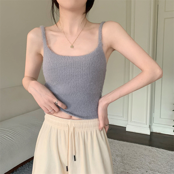 Pleten camisole s flis podstavom, uski kroj, viskoza