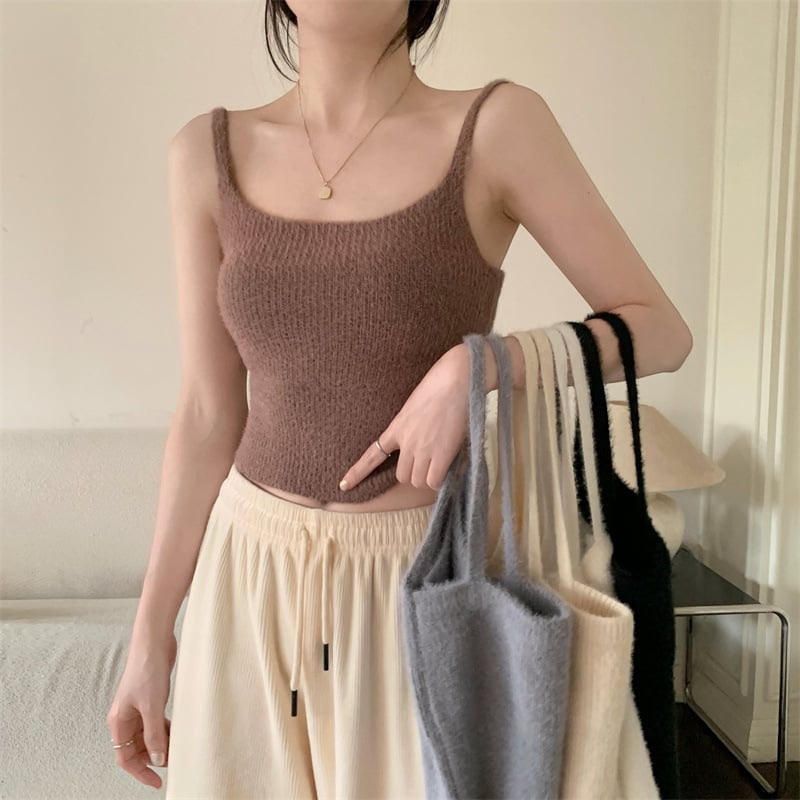 Pleten camisole s flis podstavom, uski kroj, viskoza