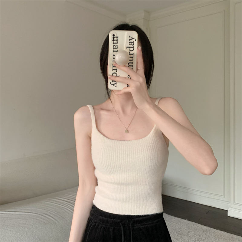 Pleten camisole s flis podstavom, uski kroj, viskoza