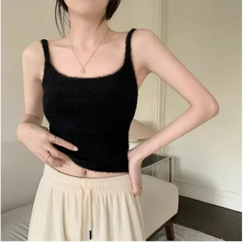 Pleten camisole s flis podstavom, uski kroj, viskoza
