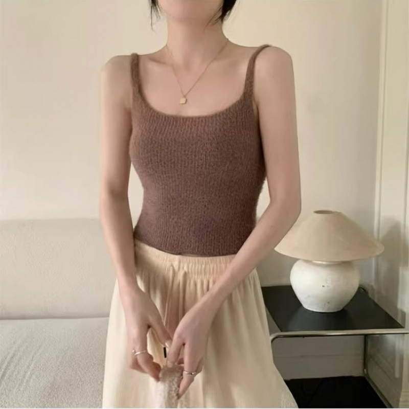Pleten camisole s flis podstavom, uski kroj, viskoza