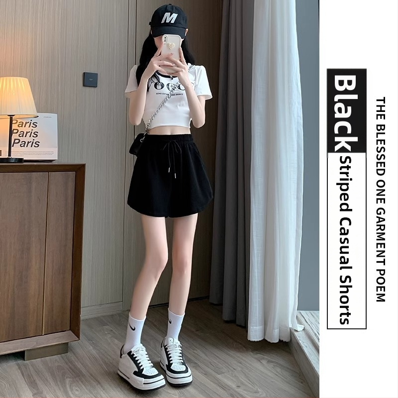 Športové šortky pre ženy na leto, polyester, vysoké pás, dĺžka 3/4, vysoká elasticita