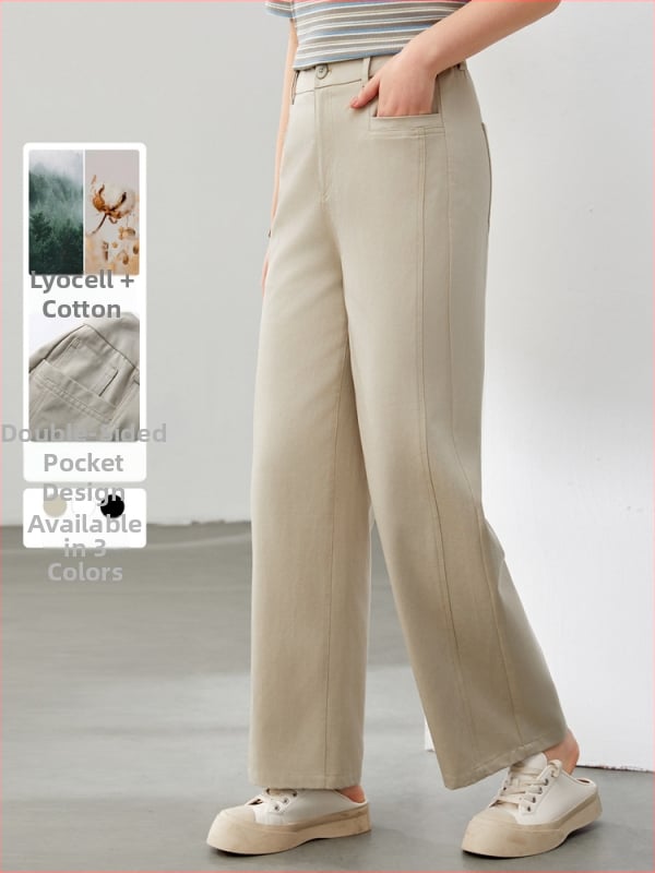 Dámske nohavice s rovnym strihom z Lyocellu (Tencel), pružný pás, 50–70% Lyocell obsah, štýl do práce, stredná hrúbka