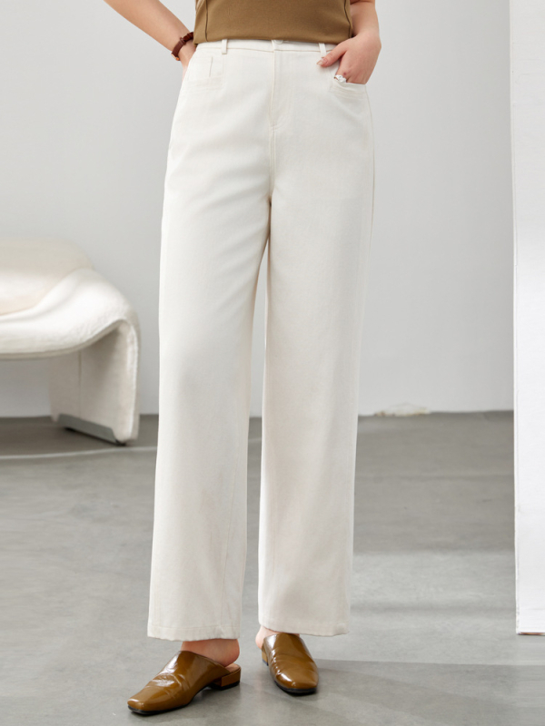 Ženske hlače s ravnim krojem od Lyocell (Tencel), elastični pas, 50–70% Lyocell sadržaj, stil za svakodnevni posao, umjerena debljina