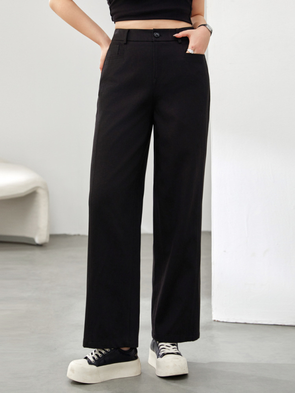 Ženske hlače s ravnim krojem od Lyocell (Tencel), elastični pas, 50–70% Lyocell sadržaj, stil za svakodnevni posao, umjerena debljina