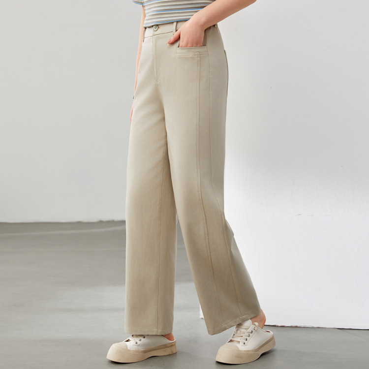 Ženske hlače s ravnim krojem od Lyocell (Tencel), elastični pas, 50–70% Lyocell sadržaj, stil za svakodnevni posao, umjerena debljina