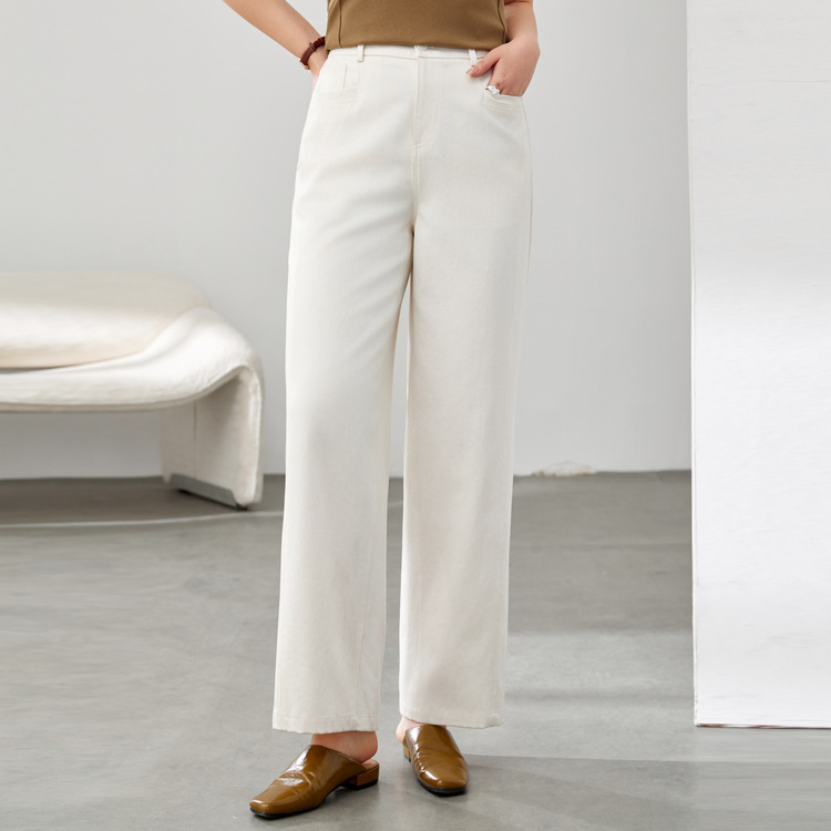 Ženske hlače s ravnim krojem od Lyocell (Tencel), elastični pas, 50–70% Lyocell sadržaj, stil za svakodnevni posao, umjerena debljina