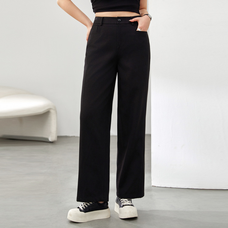 Ženske hlače s ravnim krojem od Lyocell (Tencel), elastični pas, 50–70% Lyocell sadržaj, stil za svakodnevni posao, umjerena debljina