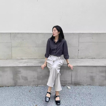 Cămașă din lână tweed pentru femei, stil cardigan și intelectual, mâneci lungi, guler de cămașă, peste 95% lână, toamnă 2024