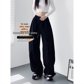 Dámske široké nohavice s vysokým pásom, dĺžka 5/4, zmes bavlny a polyesteru s elastanom, mikroelastické, jesenné voľnočasové oblečenie