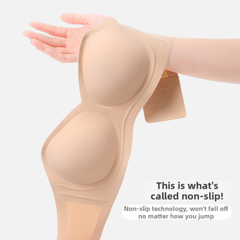 Žensko bezrameno shapewear s nevidljivim leđima, odvojive dvostruke naramenice, 3/4 košarica, najlon-spandeks