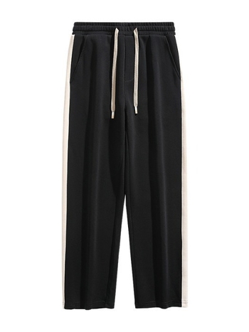 Pantaloni casual, stil japonez, croială dreaptă, talie medie, închidere cu șnur, amestec de bumbac, absorbție a umezelii