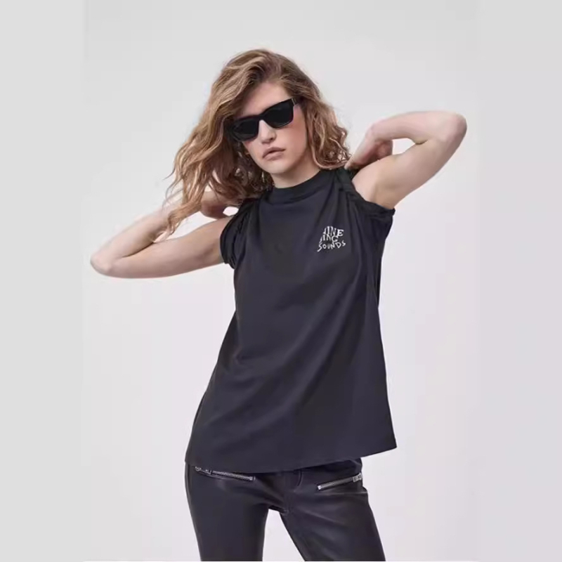 Tricou damă din bumbac, mânecă scurtă, croială lejeră, imprimeu cu text, guler rotund