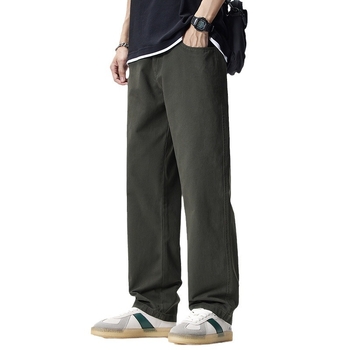 Japanski vintage stil muške opuštene casual hlače, 100% pamuk, ravni kroj, geometrijski uzorak, proljeće i jesen