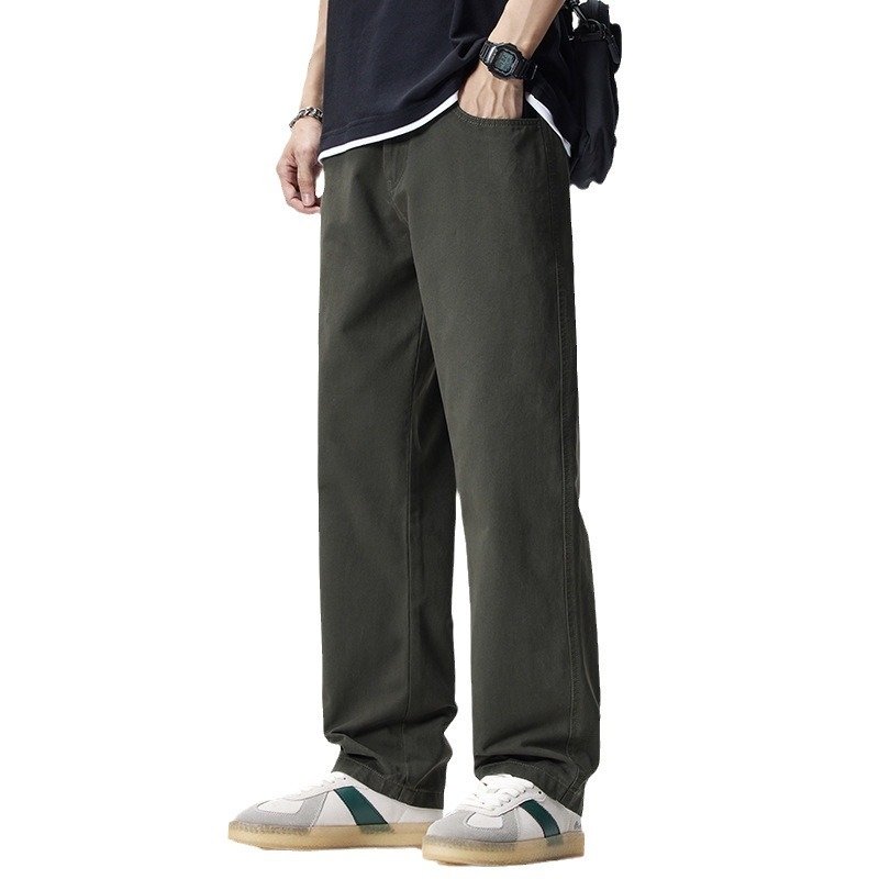 Japanski vintage stil muške opuštene casual hlače, 100% pamuk, ravni kroj, geometrijski uzorak, proljeće i jesen