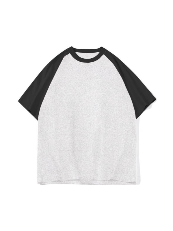 Pamučna majica s raglan krojem, kratki rukavi, tekstni otisak, široki kroj