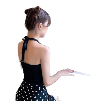 Pleten tube top s vezanjem, halter vrat i V-dekolte