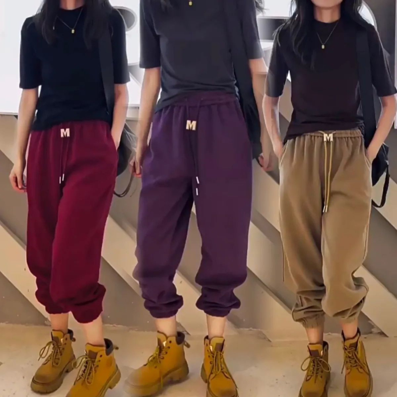 Ženske jogger hlače s harém stilom, s džepovima i manžetama, Spandex mješavina <30%, casual jesen-zima