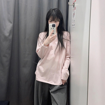 Oversize majica casual s dugim rukavima, U-izrez, 90–95% poliester, tisak i bojanje