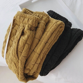 Ženske casual hlače od pamuka, širokog kroja, debeli prešiveni dio, gradski stil