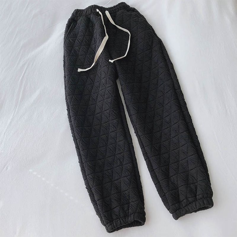 Ženske casual hlače od pamuka, širokog kroja, debeli prešiveni dio, gradski stil