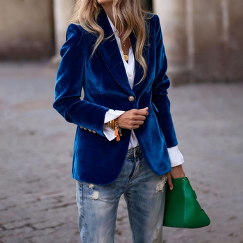 Blejzer s polo ovratnikom, dugi rukavi, dvostruko kopčanje, poliester tkanina 90–95% bez bora