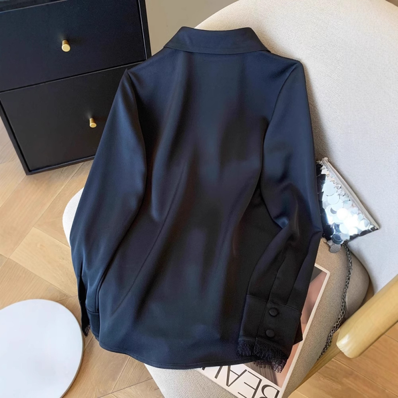 Cămașă pentru femei din poliester, model 3D colaj, mâneci lungi, guler pătrat, croială cu colaj