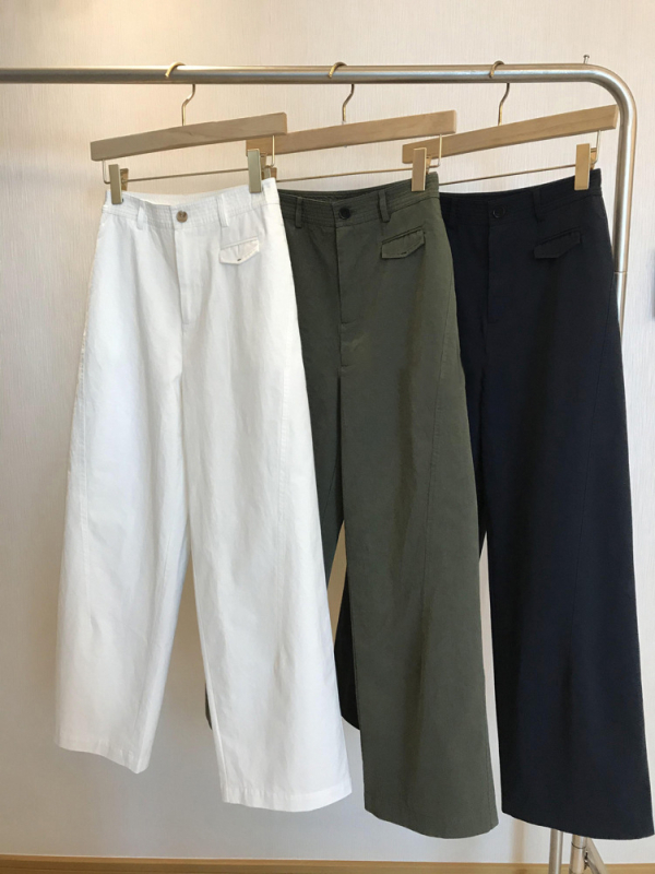 Ženske hlače s visokim strukom, ravnog kroja, pamuk, japansko-korejski casual stil, 95% pamuk, elastan <30%