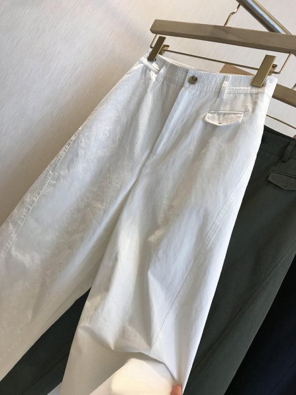 Ženske hlače s visokim strukom, ravnog kroja, pamuk, japansko-korejski casual stil, 95% pamuk, elastan <30%