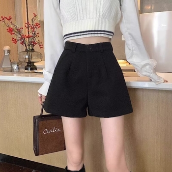 Дамски прави панталони с висока талия, до три четвърти дължина, полиестер, елегантен офис стил