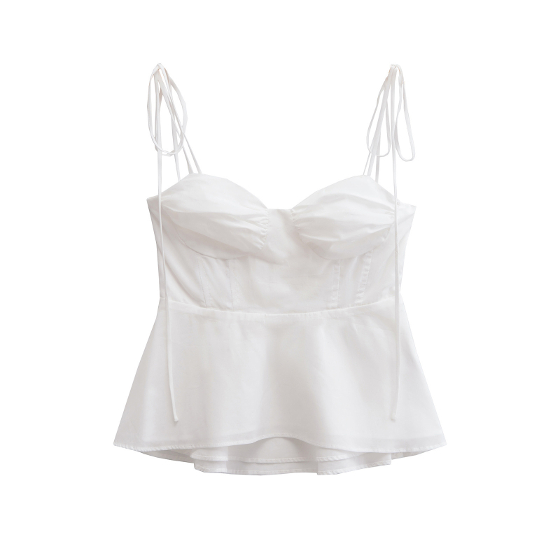 Női pántos top, karcsúsított szabás, rövid fazon, poliészter