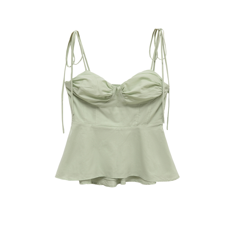 Női pántos top, karcsúsított szabás, rövid fazon, poliészter