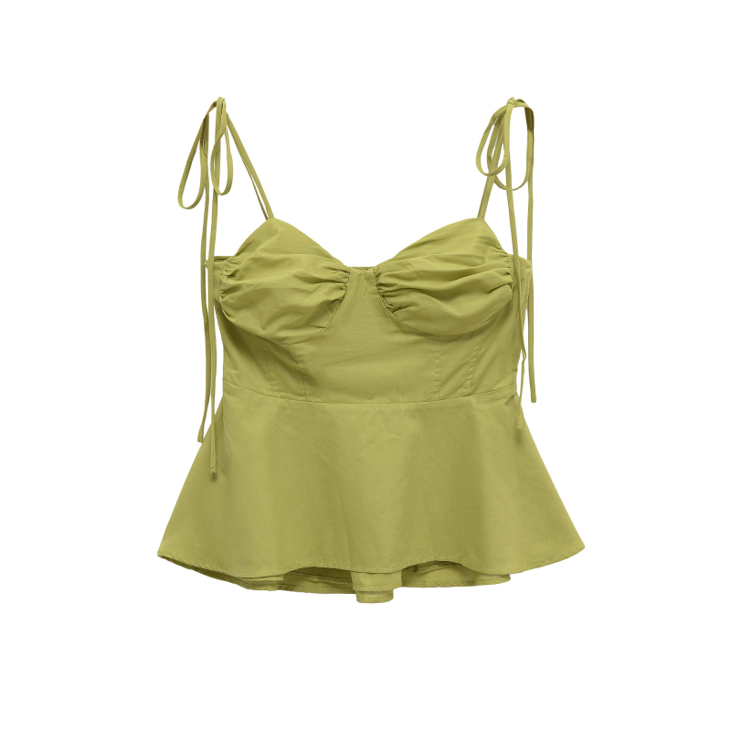 Női pántos top, karcsúsított szabás, rövid fazon, poliészter