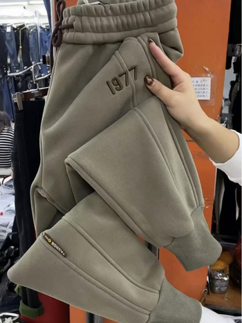 Харем панталони за жени — подплатени с флис, зимни, свободен силует, с връзка за стягане и бродерия, ежедневни панталони