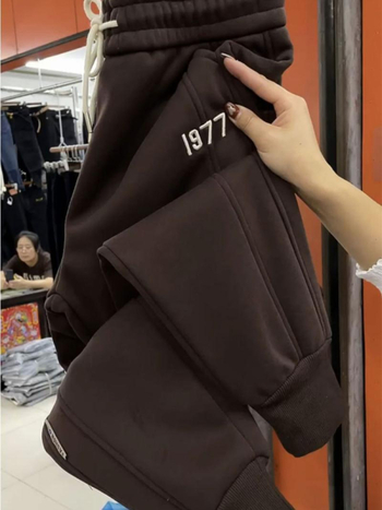 Харем панталони за жени — подплатени с флис, зимни, свободен силует, с връзка за стягане и бродерия, ежедневни панталони