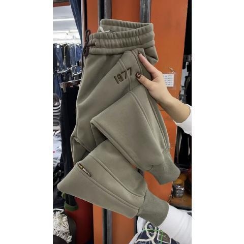 Харем панталони за жени — подплатени с флис, зимни, свободен силует, с връзка за стягане и бродерия, ежедневни панталони