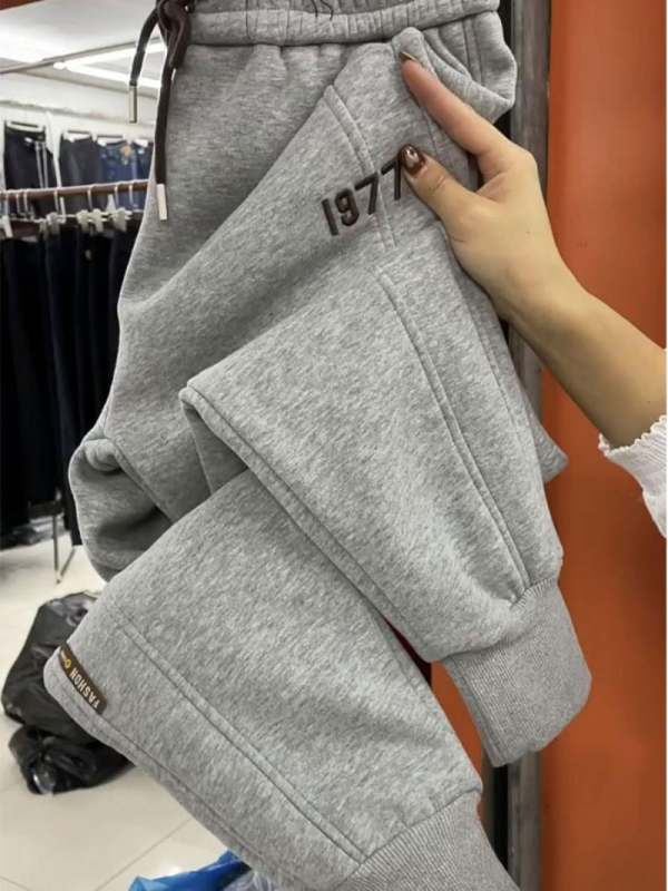 Харем панталони за жени — подплатени с флис, зимни, свободен силует, с връзка за стягане и бродерия, ежедневни панталони