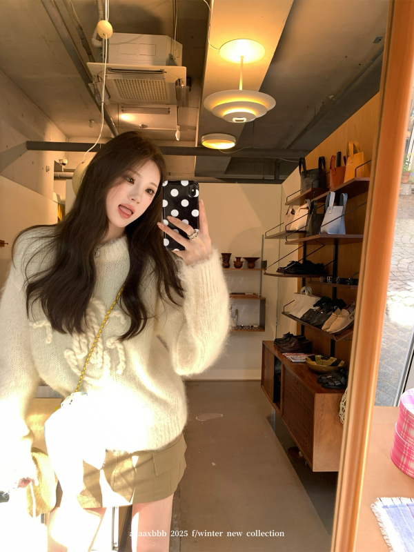 Pulover od mohera i akrila za žene - pleteni uzorak užeta, okrugli izrez, dugi rukavi, srednja debljina